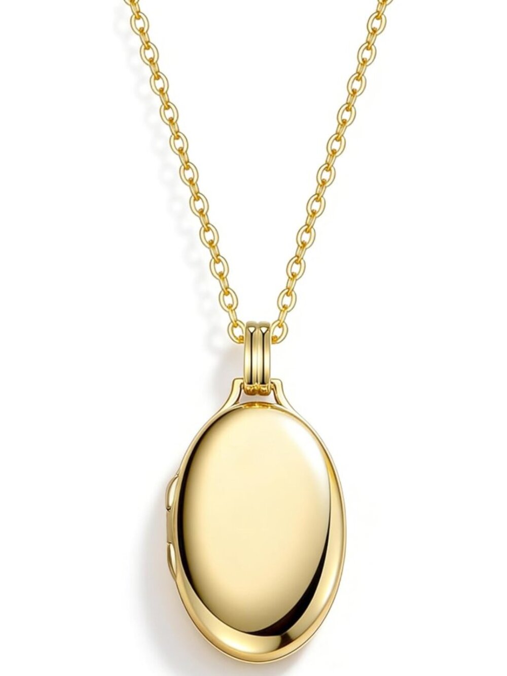 Gold-Filled Heart Locket Necklace for Women - Oval Rectangle Picture Holder